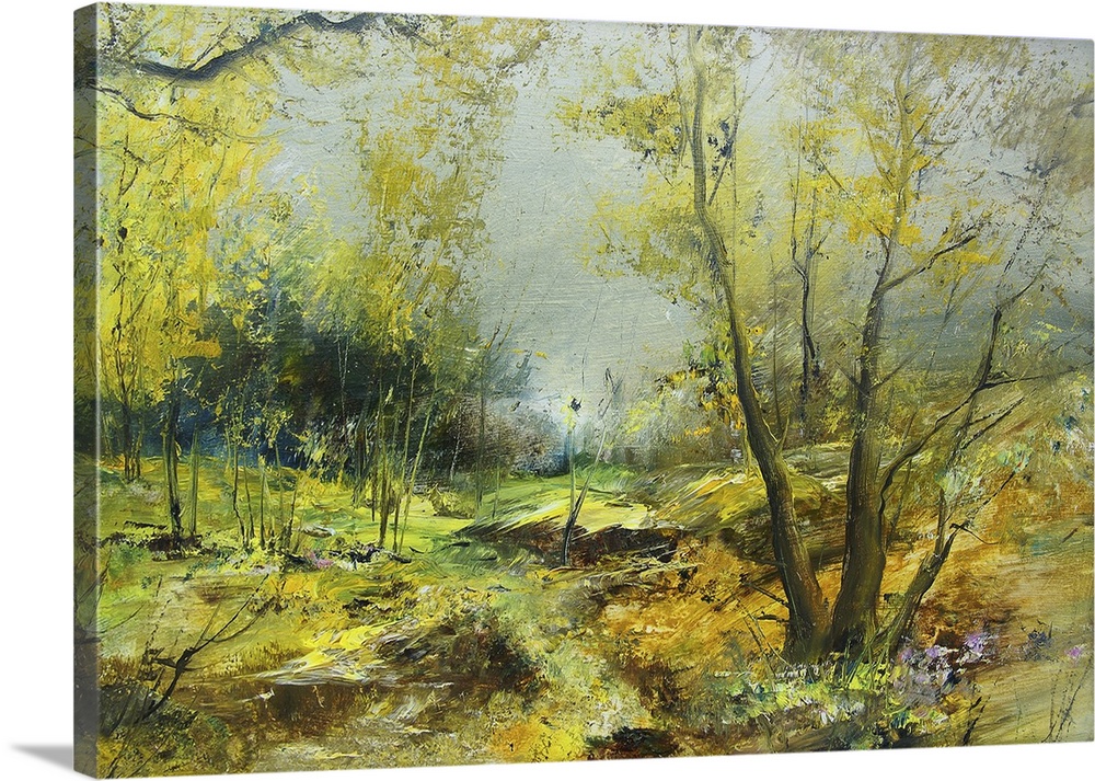 Trees in the landscape, originally an oil painting, artistic background.
