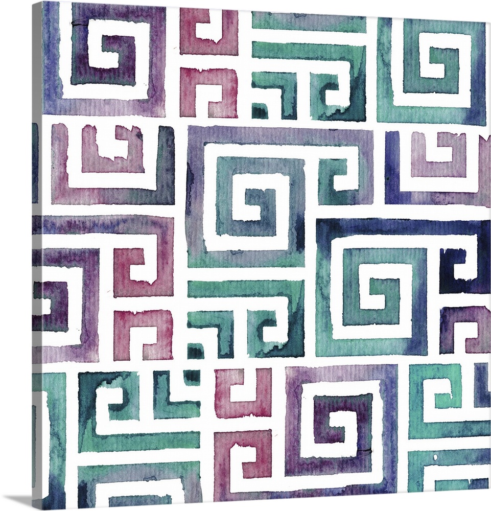 Originally a watercolor of geometric watercolor tribal patterns.