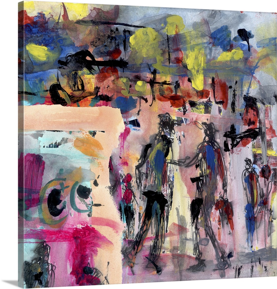 Abstract painting with figures, artistic background.