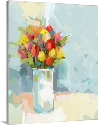 Vase With Still Life A Bouquet Of Flowers