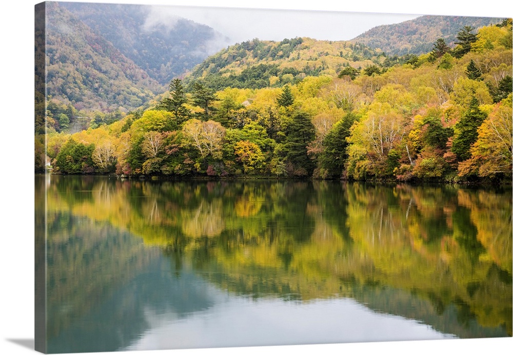 View Of Togakushis Lake With Colorful Trees In Autumn, Japan