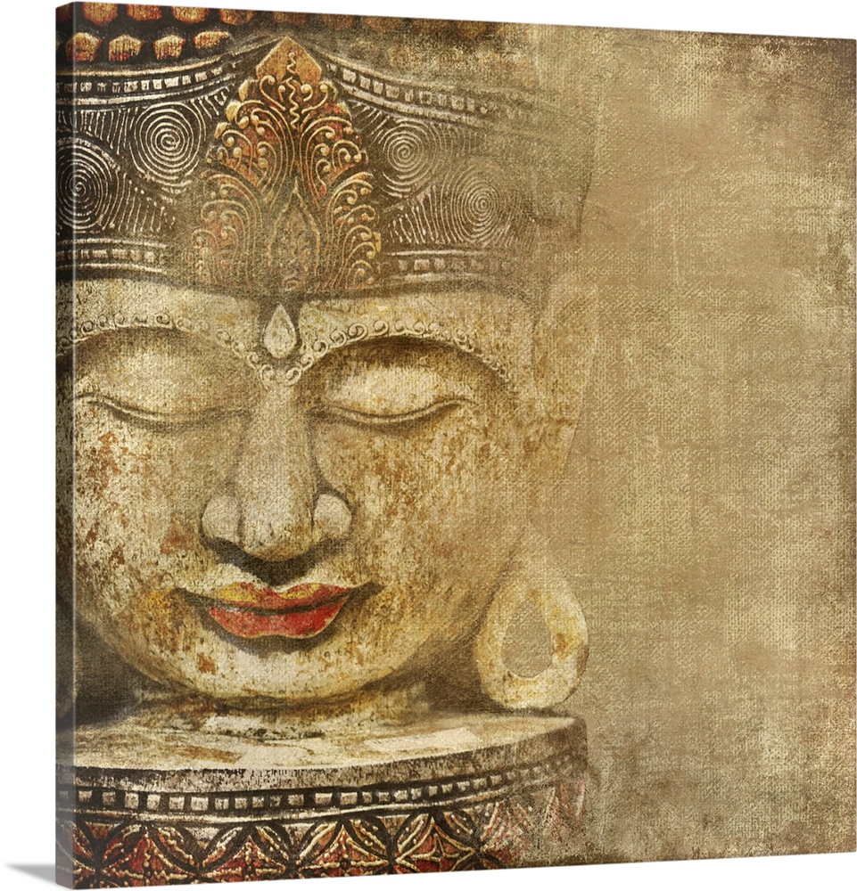 Vintage image with Buddha head.