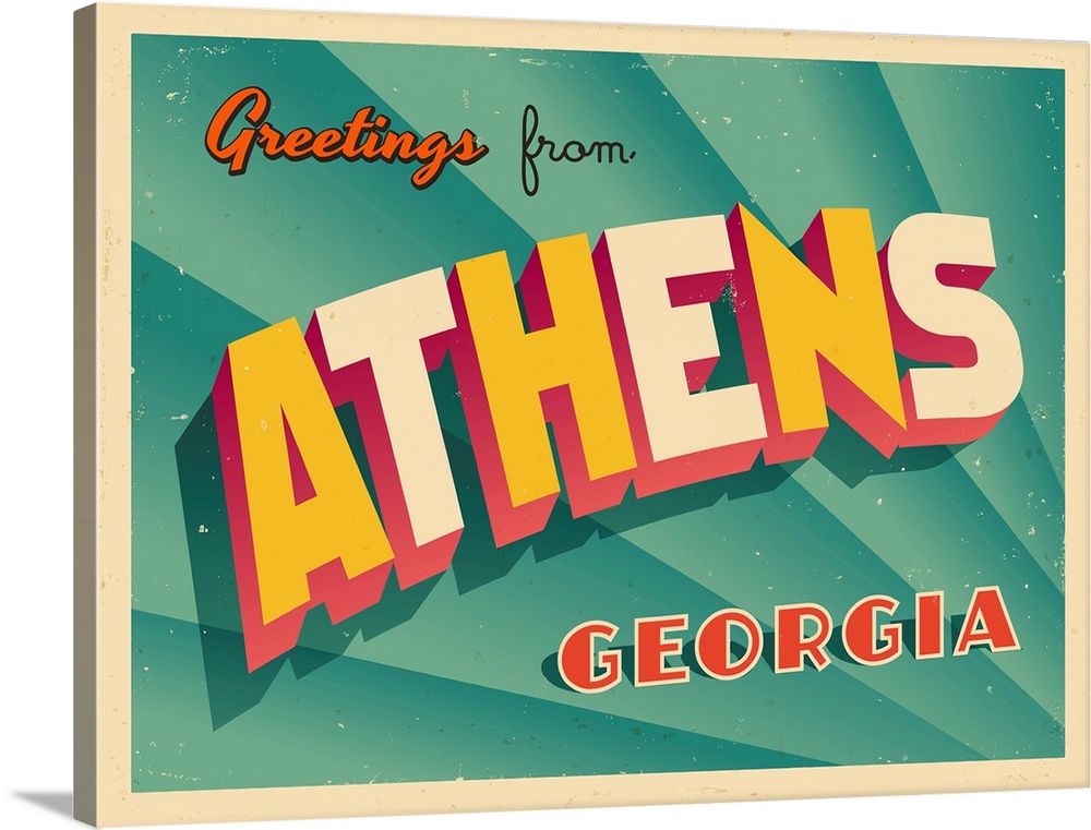 Vintage touristic greeting card - Athens, Georgia.