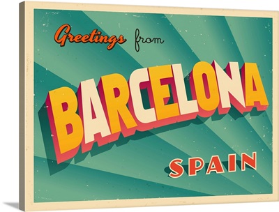 Vintage Touristic Greeting Card - Barcelona