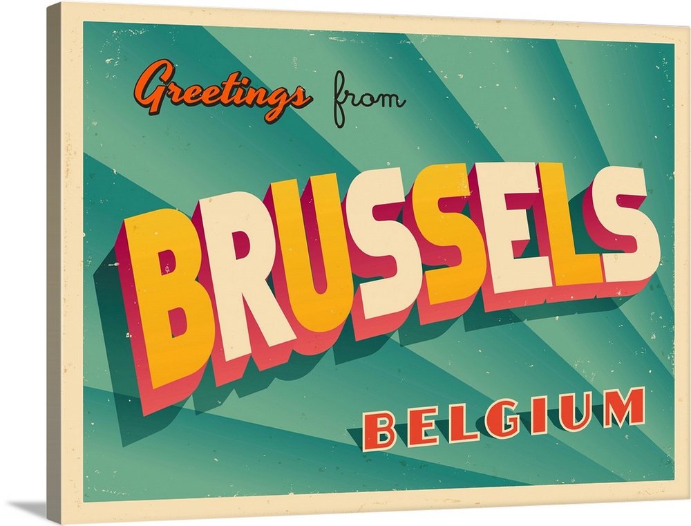Vintage touristic greeting card - Brussels, Belgium.