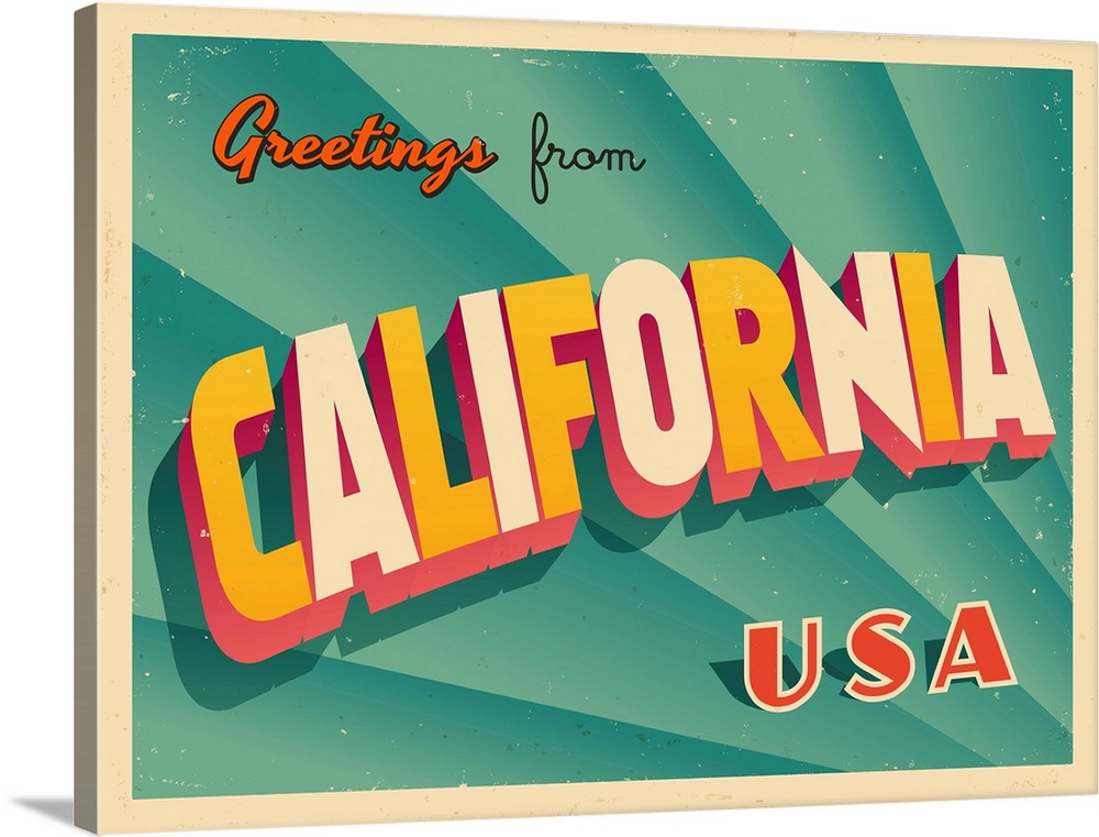 Vintage touristic greeting card - California.