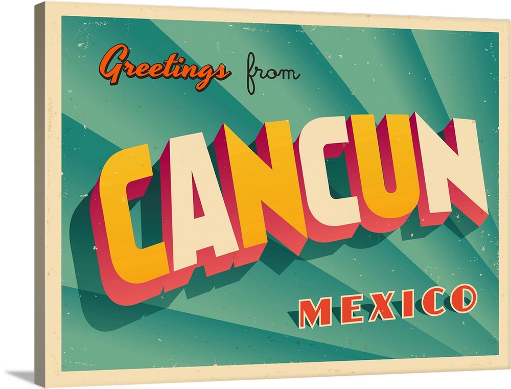 Vintage touristic greeting card - Cancun, Mexico.