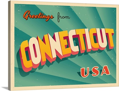 Vintage Touristic Greeting Card - Connecticut
