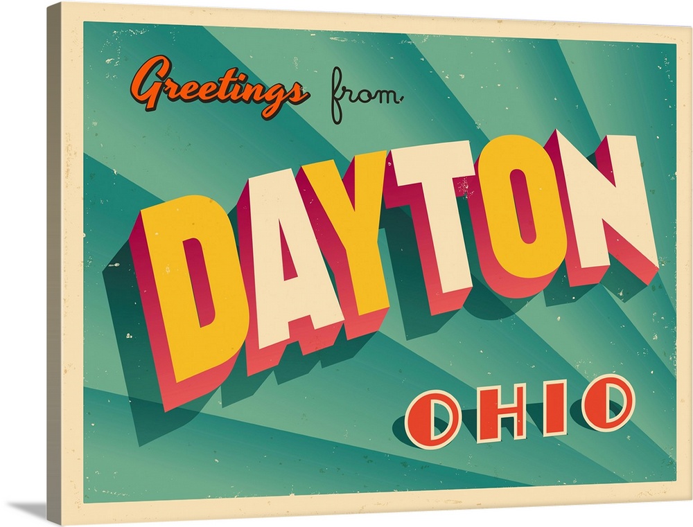 Vintage touristic greeting card - Dayton, Ohio.