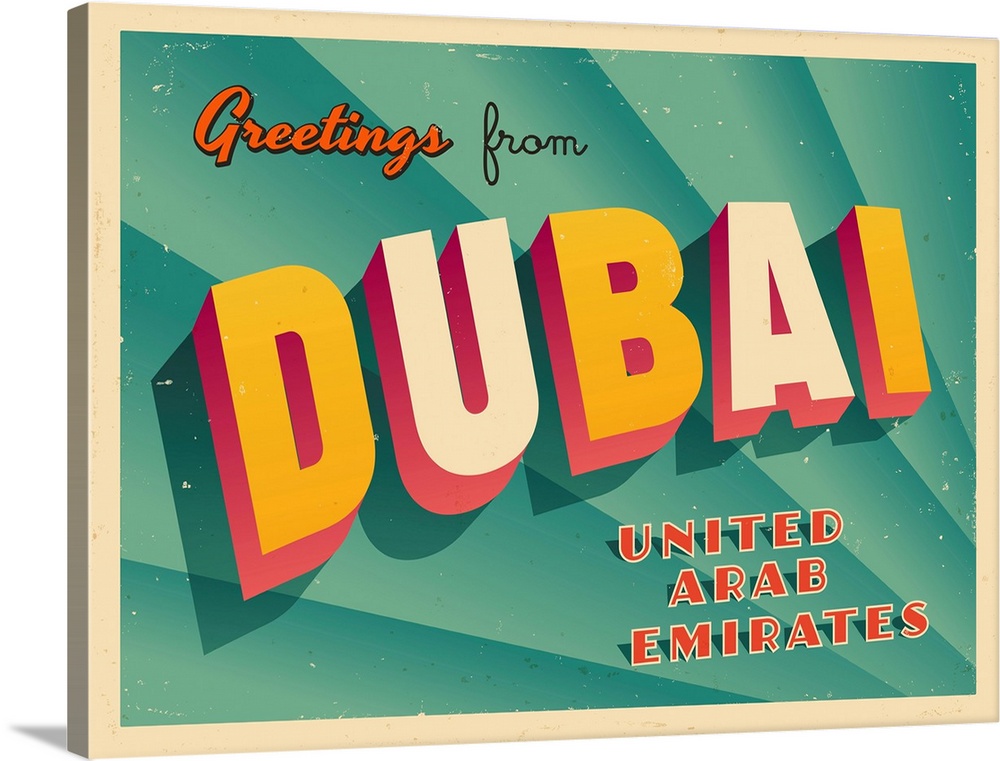 Vintage touristic greeting card - Dubai, United Arab Emirates.