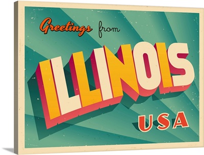 Vintage Touristic Greeting Card - Illinois
