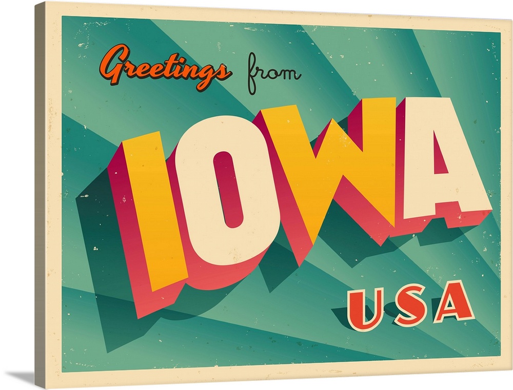 Vintage touristic greeting card - Iowa.