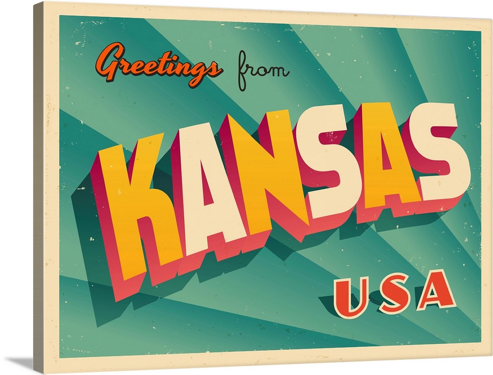Vintage touristic greeting card - Kansas.