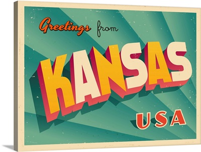 Vintage Touristic Greeting Card - Kansas