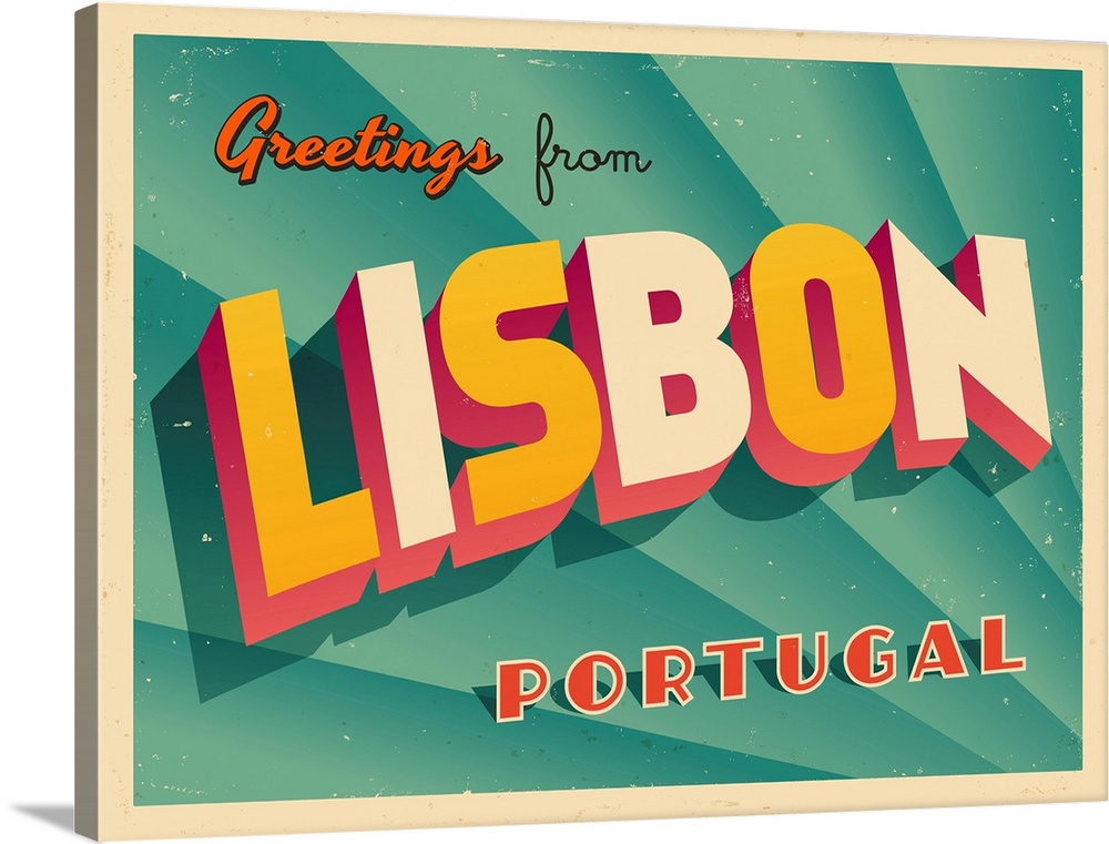Vintage touristic greeting card - Lisbon, Portugal.