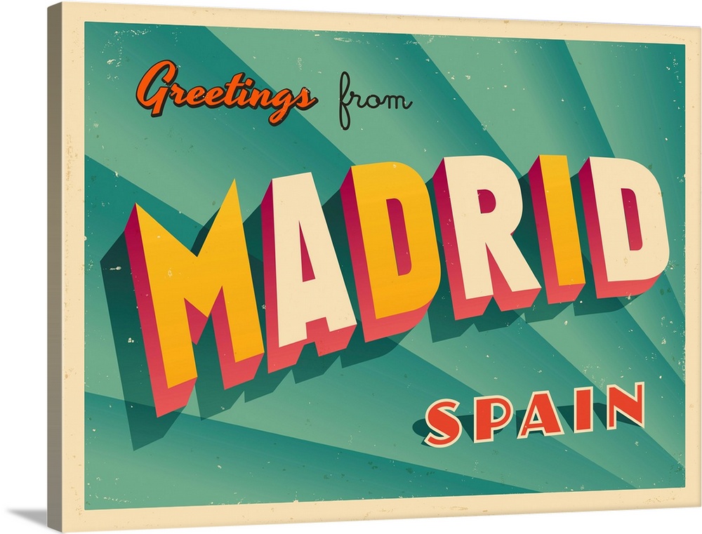 Vintage touristic greeting card - Madrid, Spain.