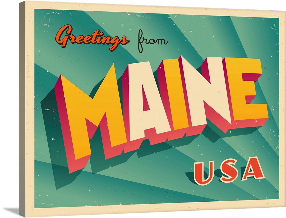 Vintage touristic greeting card - Maine.