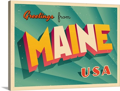 Vintage Touristic Greeting Card - Maine