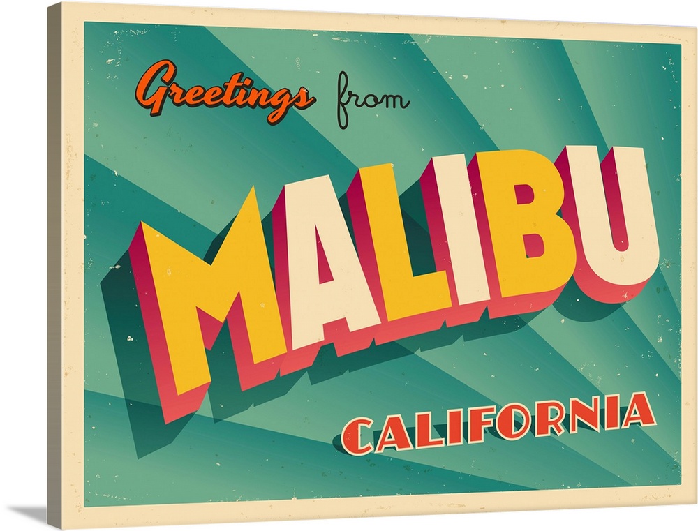 Vintage touristic greeting card - Malibu, California.