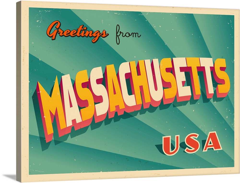 Vintage touristic greeting card - Massachusetts.