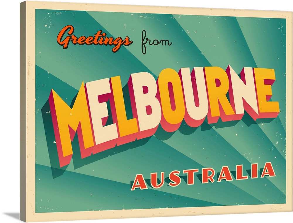 Vintage touristic greeting card - Melbourne, Australia.