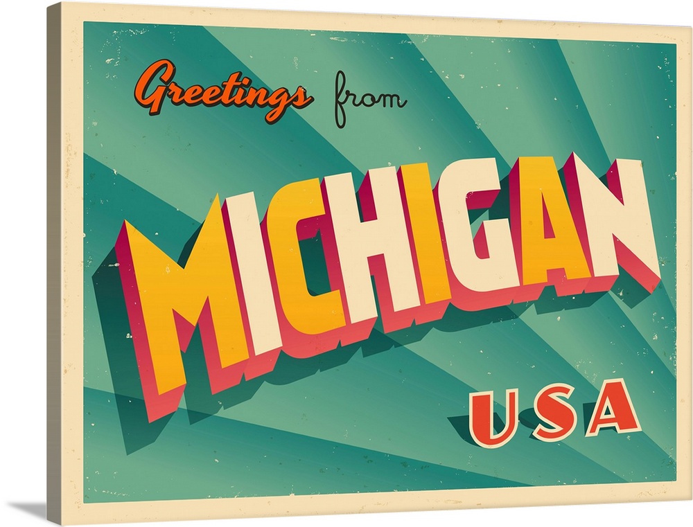 Vintage touristic greeting card - Michigan.