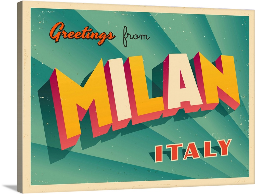 Vintage touristic greeting card - Milan, Italy.