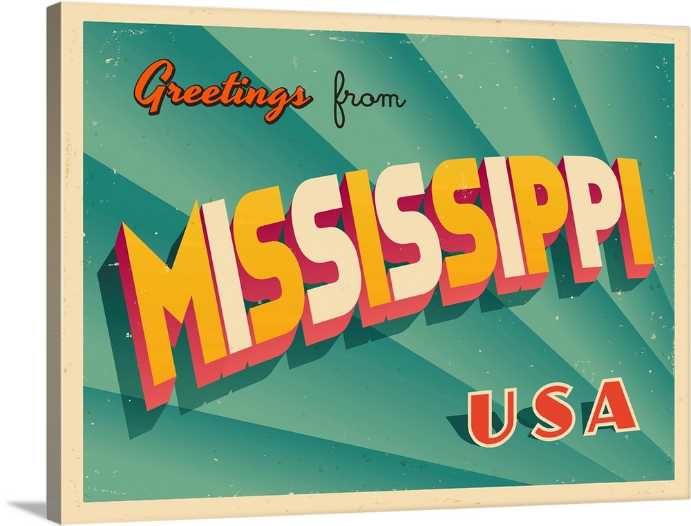 Vintage touristic greeting card - Mississippi.