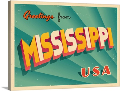 Vintage Touristic Greeting Card - Mississippi
