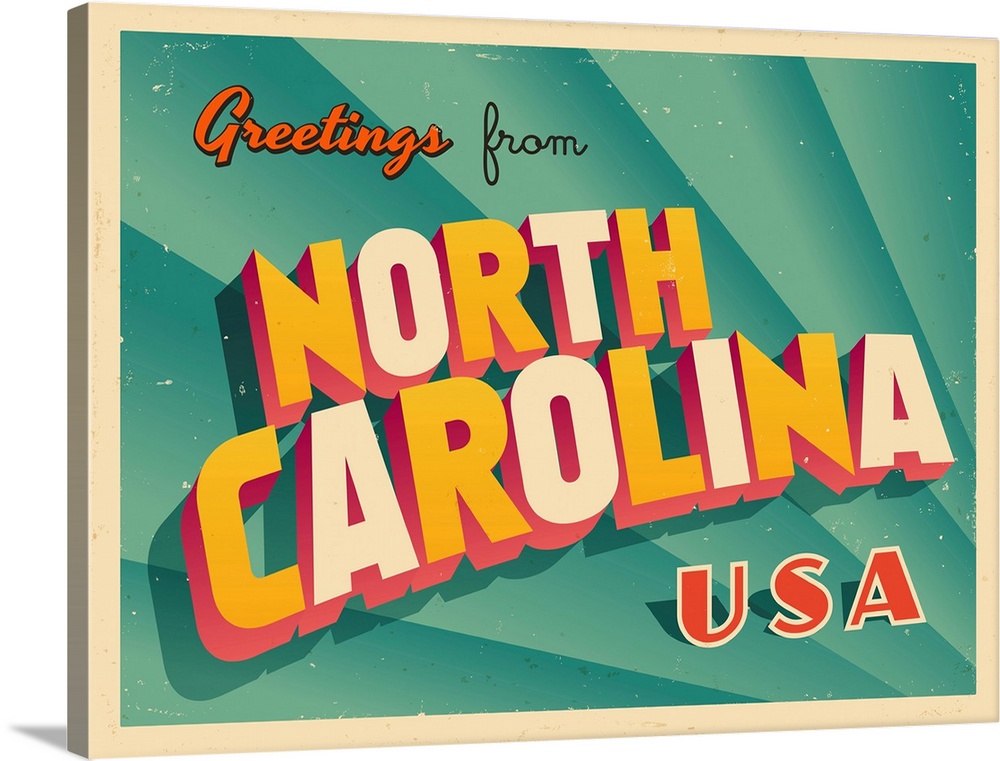 Vintage touristic greeting card - North Carolina.