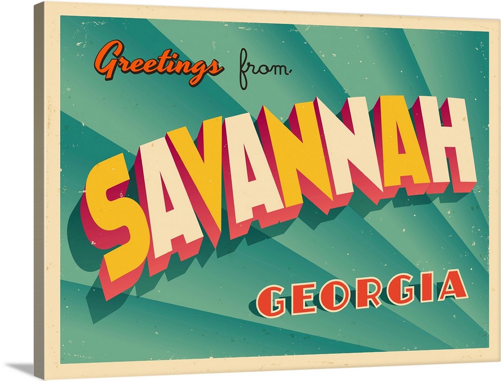 Vintage touristic greeting card - Savannah, Georgia.