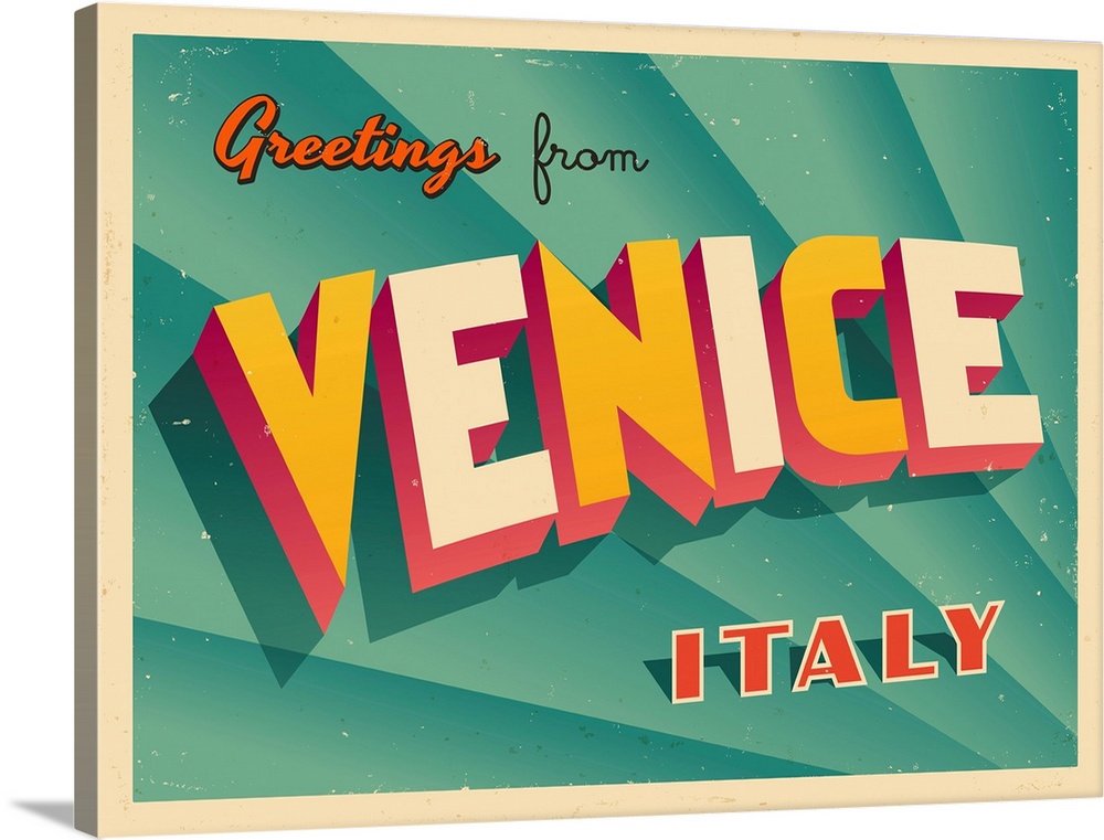 Vintage touristic greeting card - Venice, Italy.