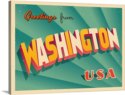 Vintage Touristic Greeting Card - Washington