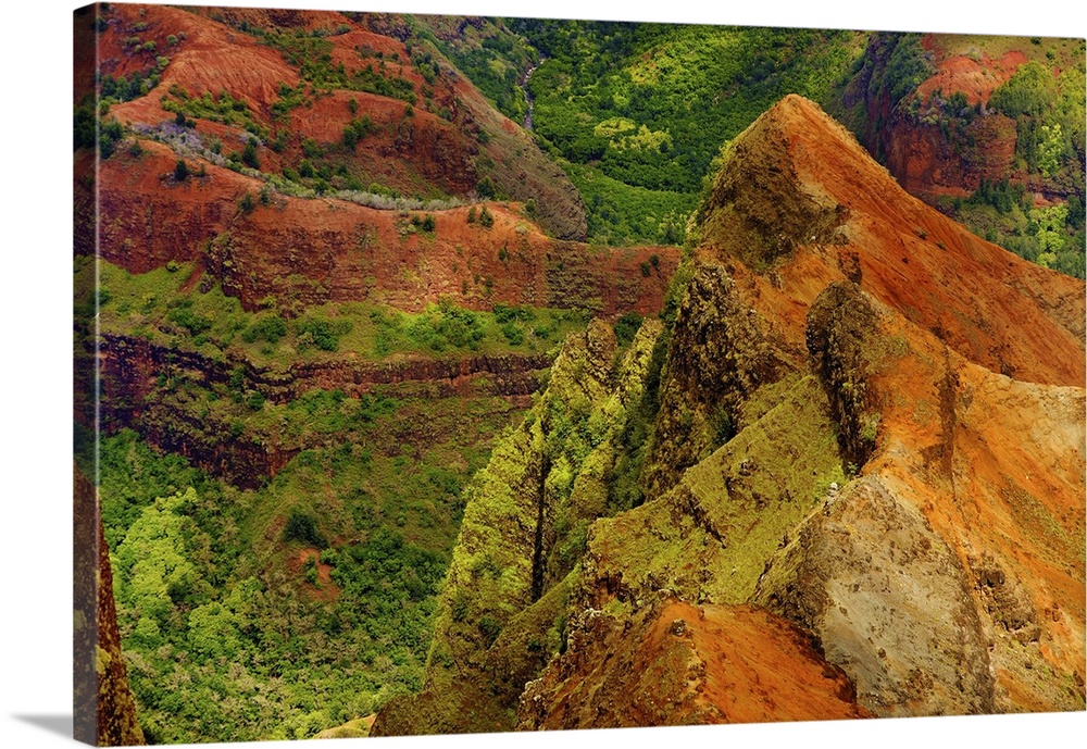 Stunning aerial view into Waimea canyon, Kauai, Hawaii.