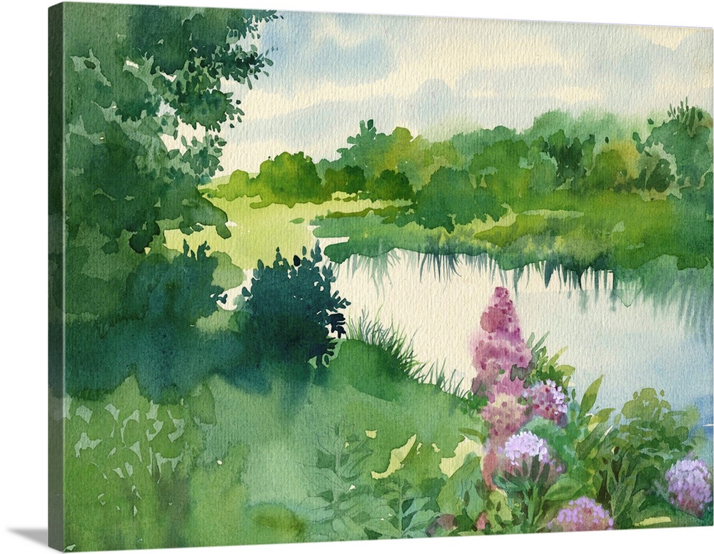 Originally a watercolor landscape near the river.