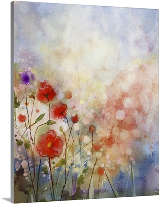Watercolor Painting Spring Floral Background