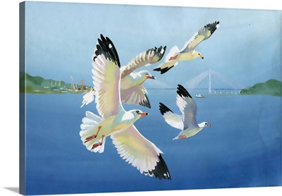 Watercolor Seagulls