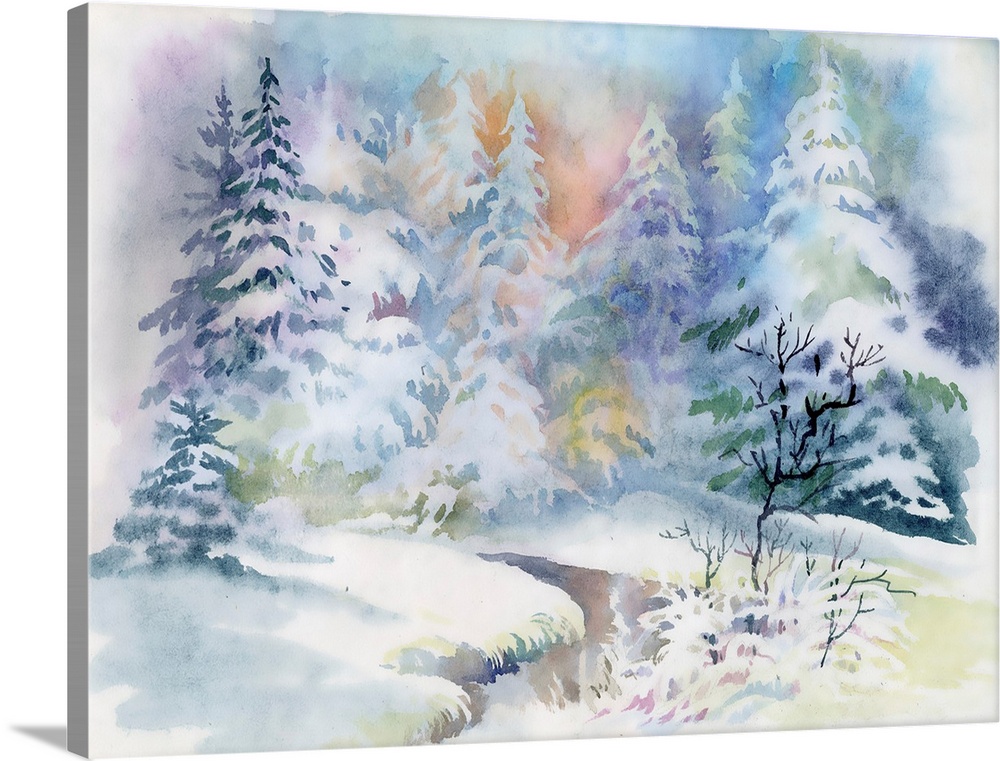 Originally a watercolor winter landscape illustration.