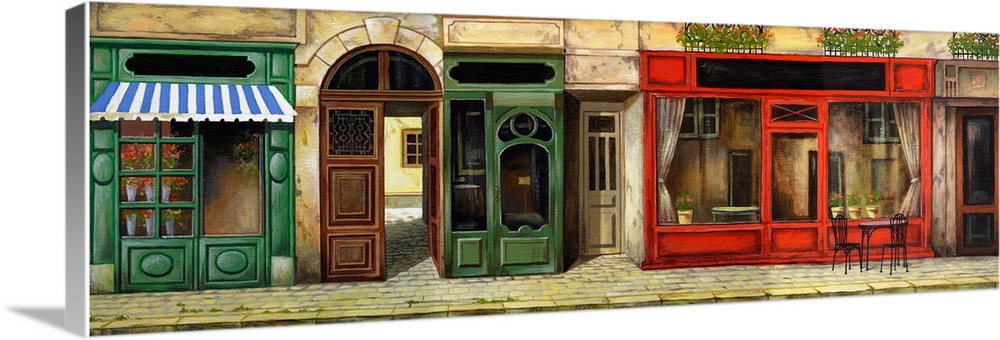 Originally painted in oil of a Parisian cafe.