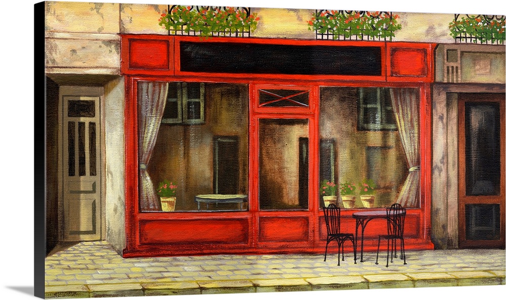 Originally an oil painting, Parisian cafe.