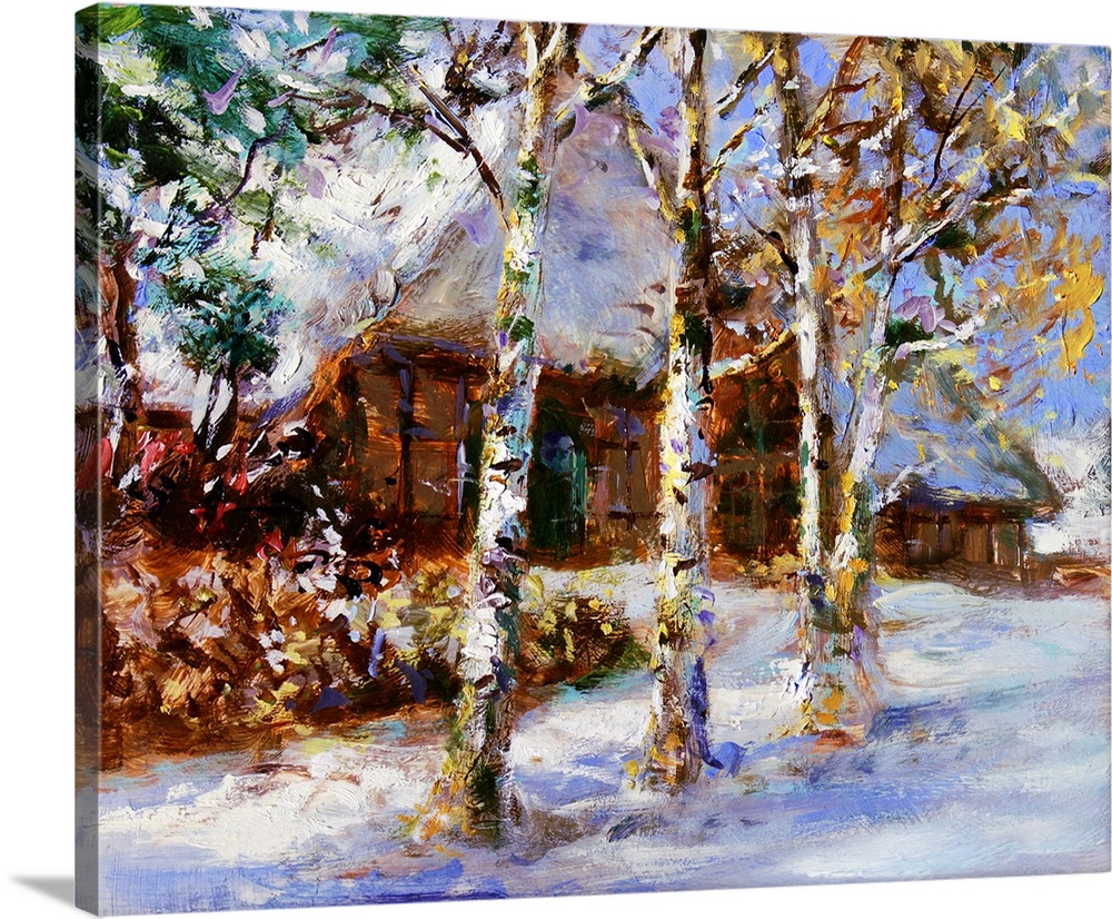 Winter landscape in lower saxony - acrylic and oil paints on hardboard.