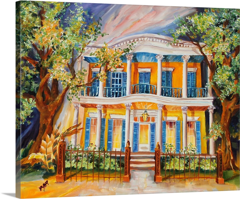 Painting of a yellow house located in the Garden District in New Orleans, LA.