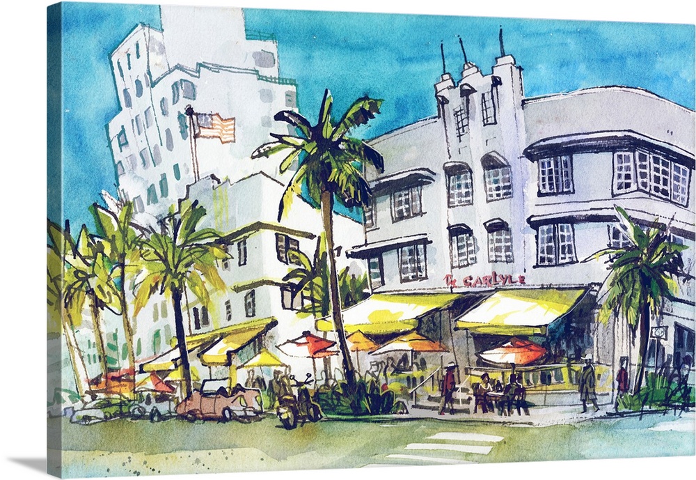 The Art Deco Historic District of Miami Beach is a unique American stretch of beautiful old hotels. The colorful umbrellas...