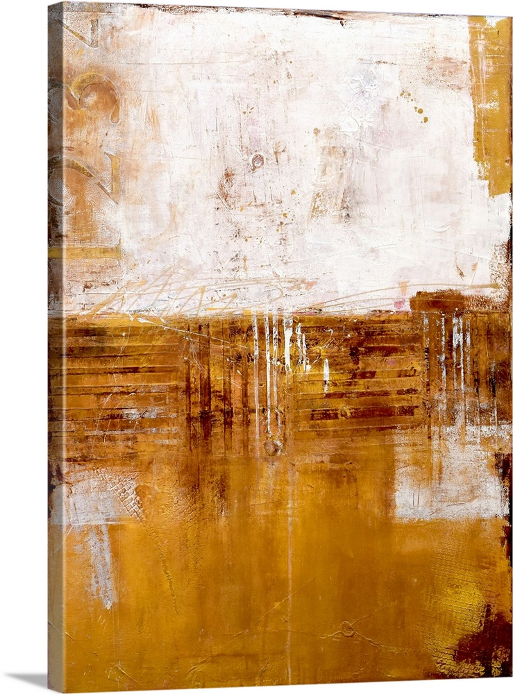 Contemporary abstract painting using earthy tones with with white.