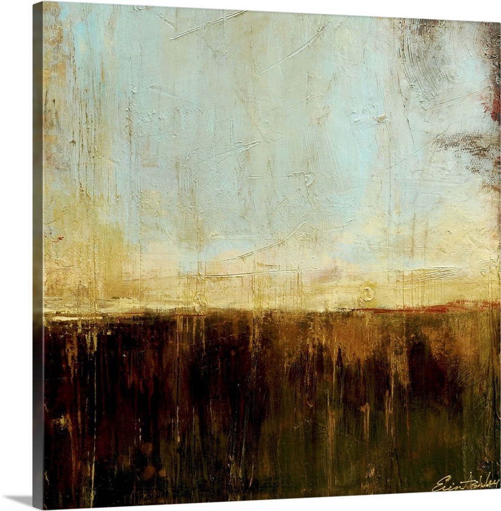 Contemporary color field style painting using earth tones.