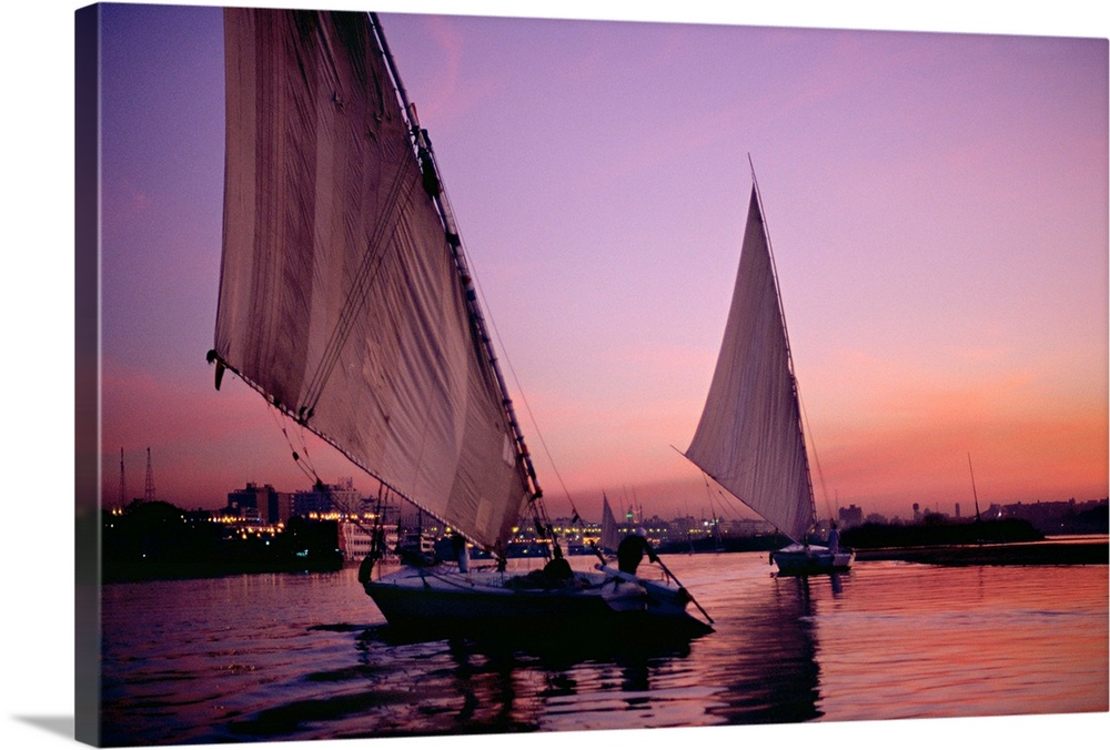 Africa, Egypt, Aswan, Feluccas, (egyptian sailboat) (egyptian sailboat) on Nile river
