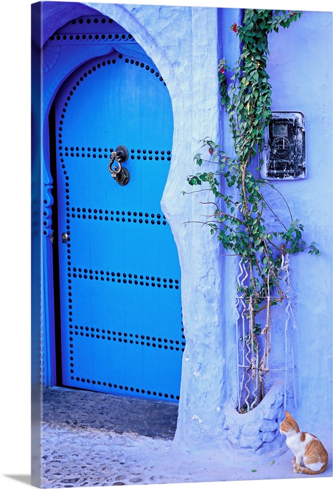 Morocco, Al-Magreb, Morocco, Rif Mountains, Chefchaouen town, a door