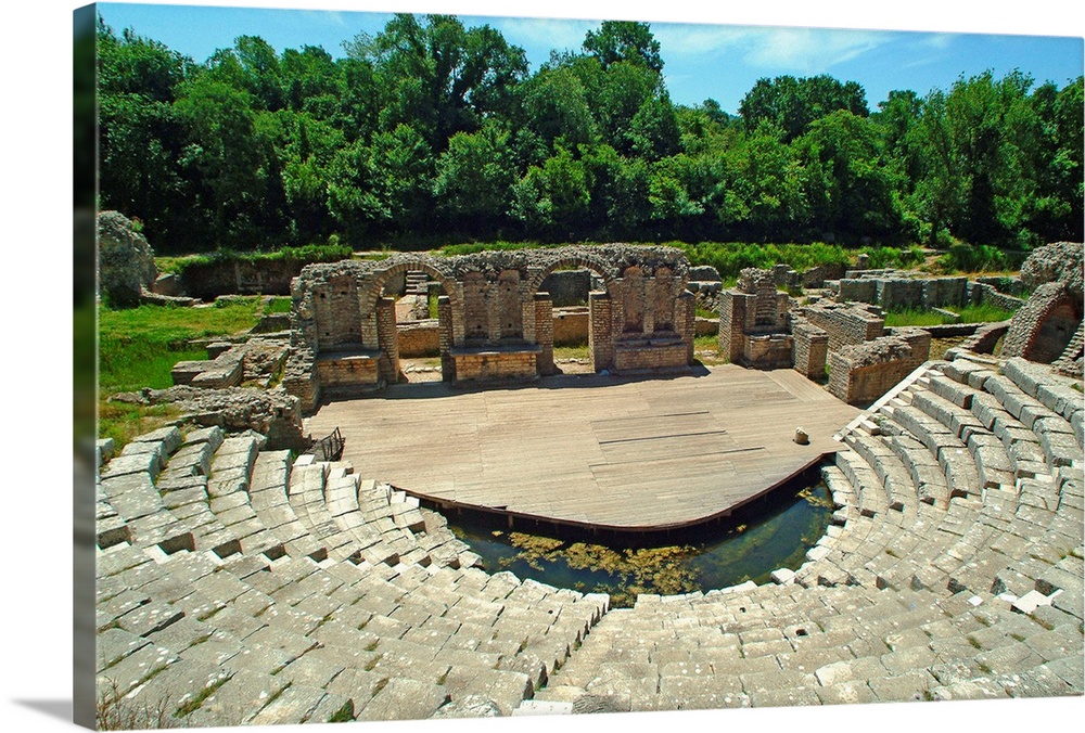Albania, Shqip.ria, Sarand., Butrint, Archaeological area, amphitheatre