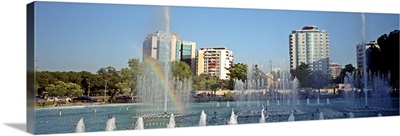 Albania, Tirana, View towards new buildings
