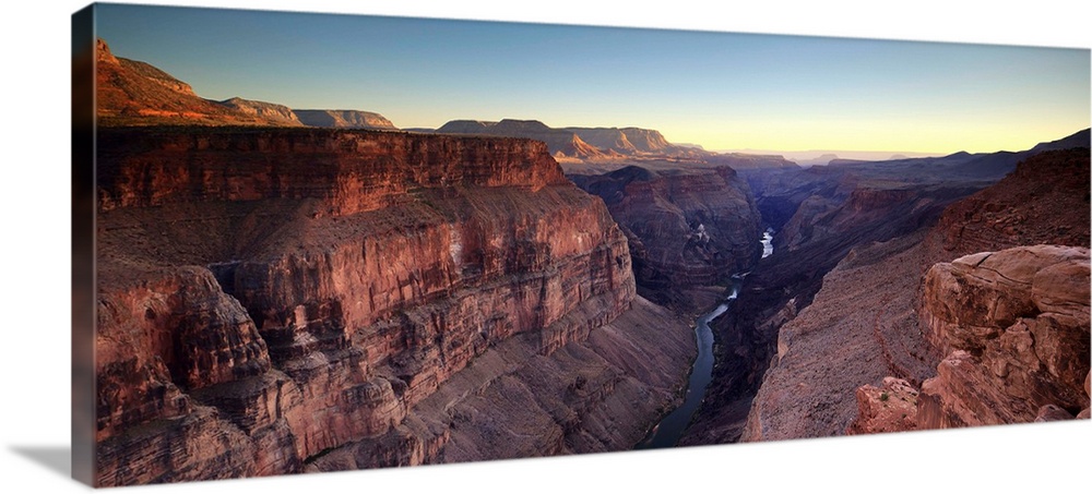 USA, Arizona, Grand Canyon, Sunset on Colorado River from Toroweap Point on the North Rim.